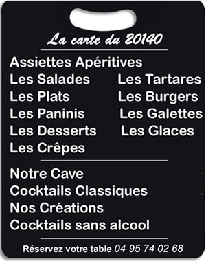 carte du restaurant le 20140